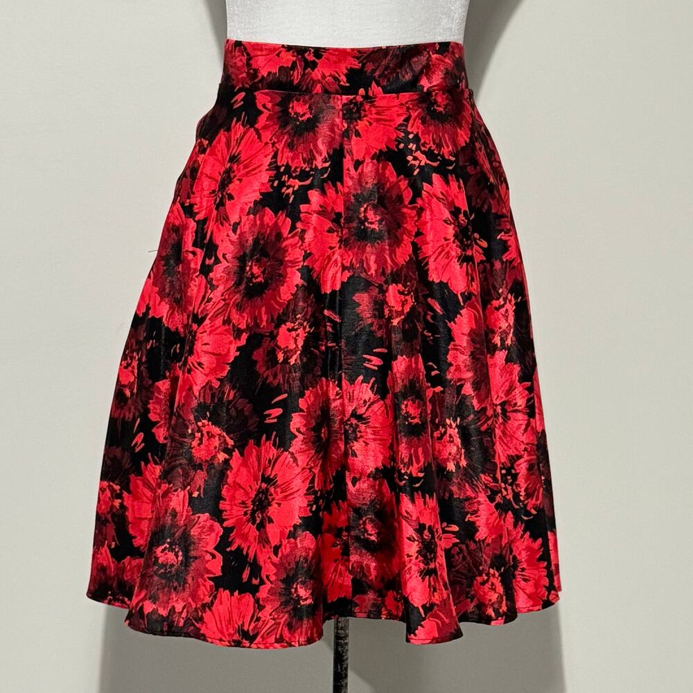 NWT Vintage Y2K NY Invasion Floral Skater Skirt Size 1X Red‎ & Black Rockabilly - Picture 5 of 12
